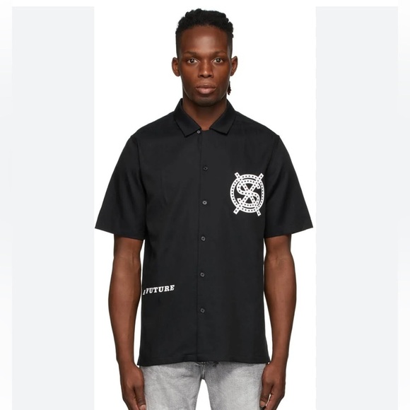 Ksubi Black “Dollar Star” Short Sleeve Button Up Shirt Size Large - Picture 1 of 16